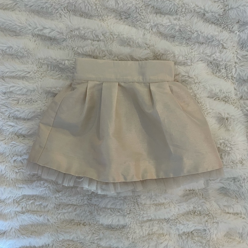 Janie and Jack cream colored pleated skirt with tulle  trim.